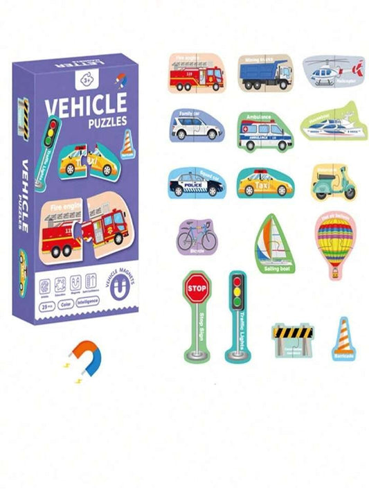Mini Puzzle magnético de autos - Rompecabezas y Lógica - Bebé León Juegos